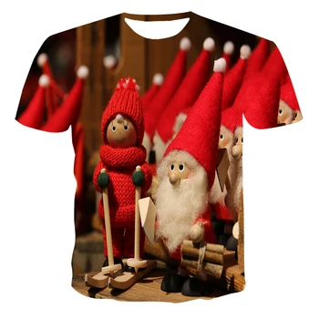 Šťastný Nový Rok vytlačené T-shirt, Vianoce, T-shirt, pánske 3D vytlačené T-shirt, tekvica lampáš T-shirt, rodinné T-shirt