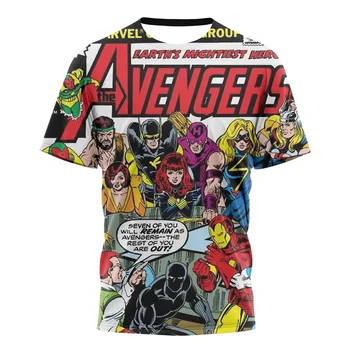 2021 Módy Nové Zázrak T Shirt Lete Mužov Krátky Rukáv Cartoon Avengers Ironman Superhrdina 3D T-shirts Retro Pánske Voľné Topy