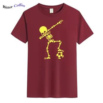 Vtipné Lebky Kostra Futbal T-shirt Skeletor T Shirt Mužov Lete Rusko Futbalový Loptu Tep Svete Košele Pohár Tee Košele