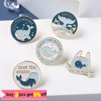 Cartoon Veľryba Smalt Kolíky Ocean Blue Brošne Roztomilý Batoh Oblečenie Klopě Pin Odznak Kovové Jewery Darček pre Deti, Priateľov, Veľkoobchod