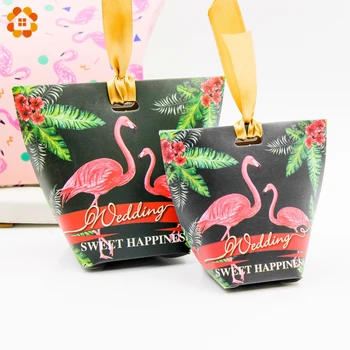 10PCS/Veľa 2types Flamingo Darčeka DIY Páse s nástrojmi Candy Vzor Kraft Papier Svadobné/Party Láskavosti Darčeky Box Pre Hostí Strana Dodávky