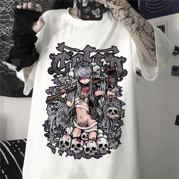 Letné Goth Ženský Čaj Estetické Voľné Ženy T-shirt Punk Tmavé Grunge Streetwear Dámy gotický Horný T-shirts Harajuku Oblečenie y2k