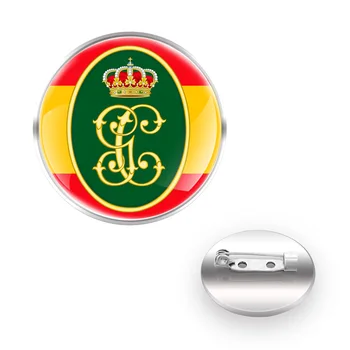 Móda España Guardia Civil Theme Glass Cabochon Dome Kovové Brošňa Odznak Pre Vak Oblečenie, Dekorácie Kolíky Šperky, Darčeky
