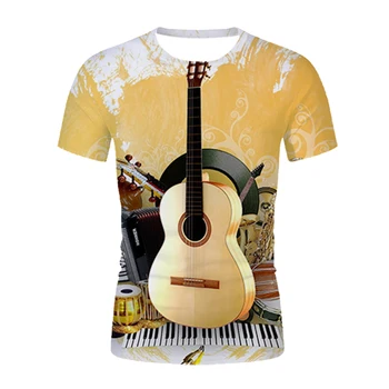 Nový Hot-predaj T-tričko Unisex Hudby Symbol 3d Gitara Priedušná Jedinečné Tričko pánske Anime Nadrozmerné Oblečenie T-shirt Xxs-6xl