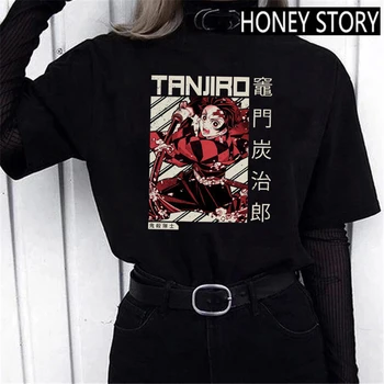 Japonské Anime Démon Vrah Žien Kawaii Kimetsu Č Yaiba Graphic Tee Manga T Shirt Tanjirou Kamado Topy Vtipné Tričko T-shirt