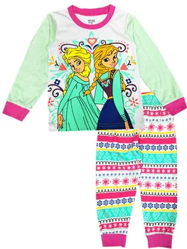 Dievčatá Disney Domov Sleepwear Baby Deti Bavlnené Pyžamo Nastaviť Dlhý Rukáv Dievčatá Na Jar Mrazené Anna Elsa Pyžamá Odev Oblečenie