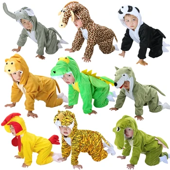 Halloween Deti Deti Zvierat S Klobúk Cosplay Kostým Dinosaura Tiger, Slon Dovolenku Zvieratá Jumpsuit Pre Chlapca, Dievča Šaty